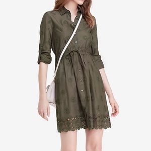 DVF Olive Embroidered Shirtdress